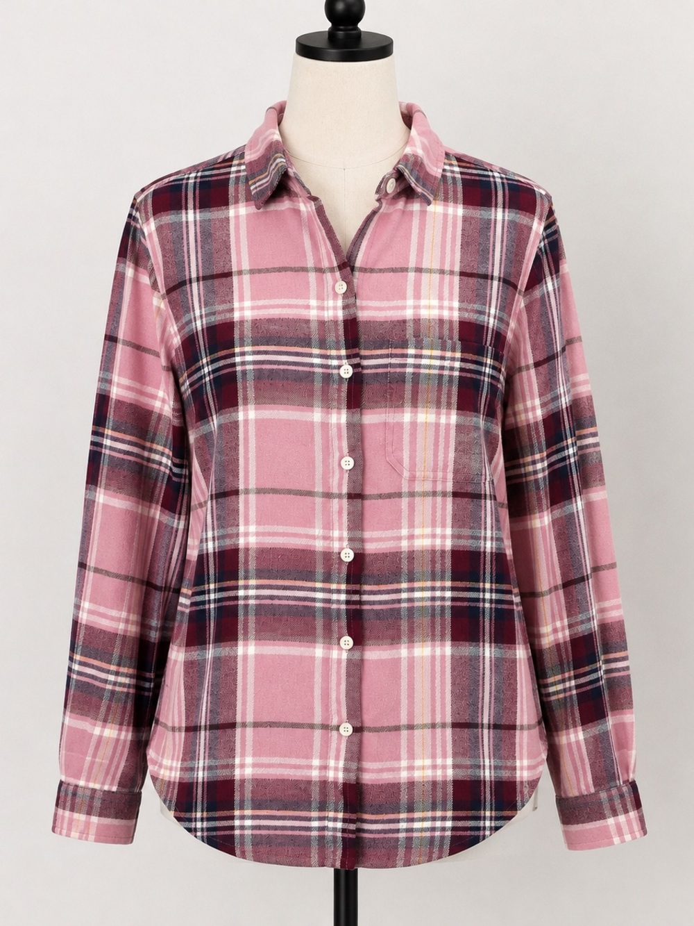Women's Gap Flannel Pink Plaid Button-Up Cotton Shirt